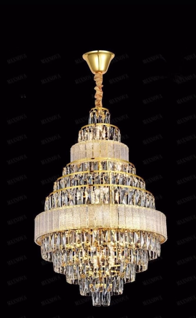 Luxurious Tiered Crystal Chandelier - Architectural Detail