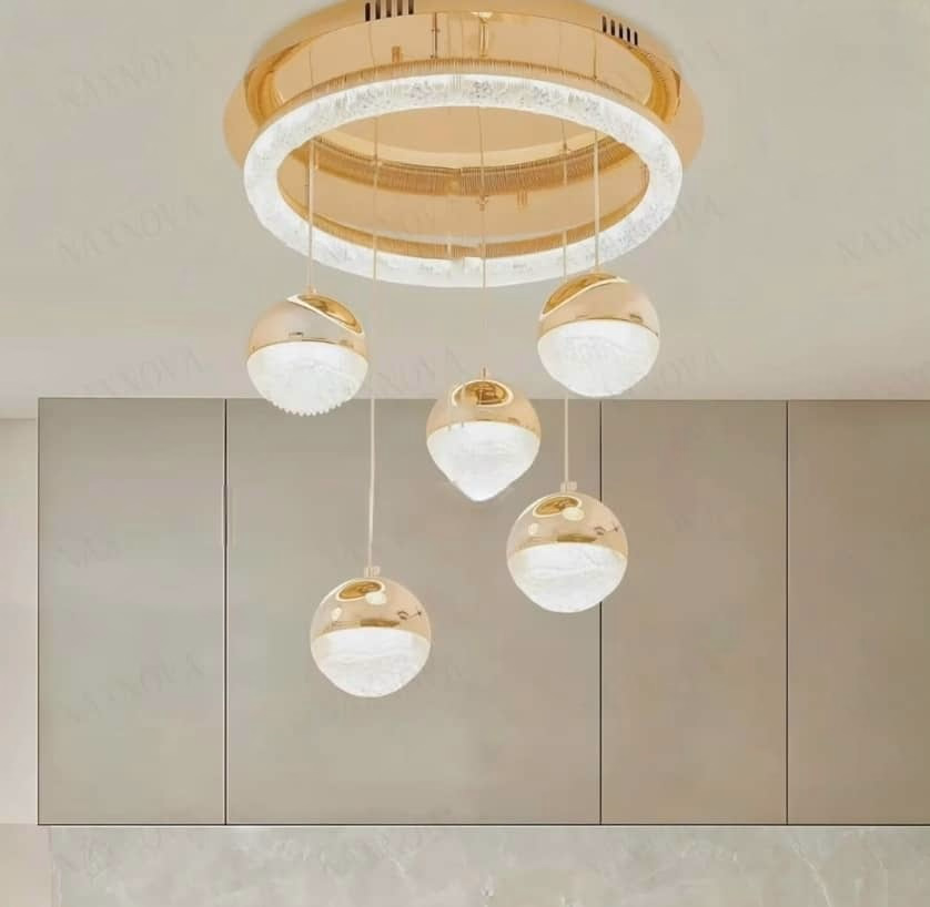 Luxury Gold Ring Chandelier - Architectural Detail
