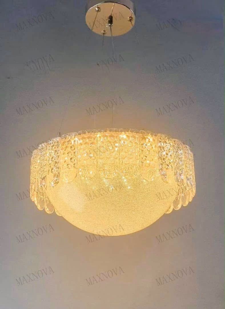 Modern Crystal Drum Chandelier - Architectural Detail